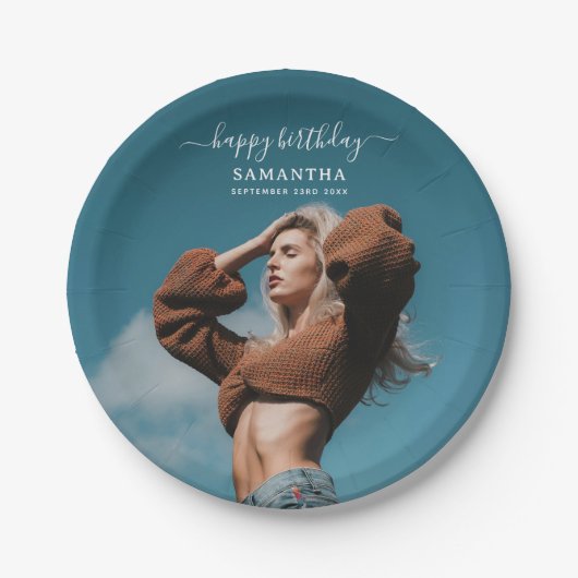 カスタム誕生日パーティー自撮写真 ペーパープレート (正面)