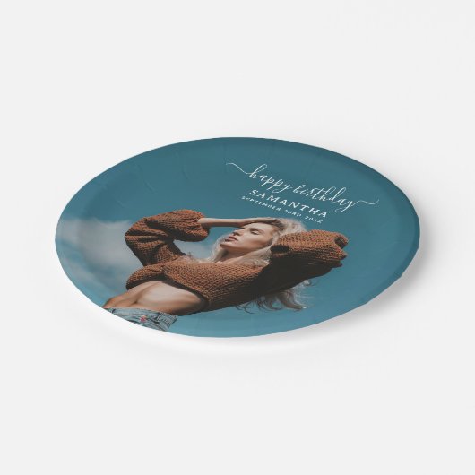 カスタム誕生日パーティー自撮写真 ペーパープレート (アングル)