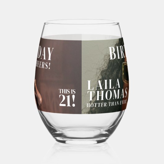 カスタム誕生日パーティー雑誌カバー応援 ステムなしワイングラス (右)