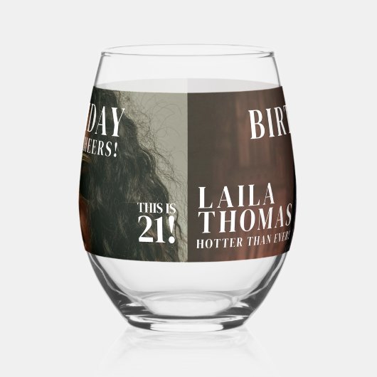 カスタム誕生日パーティー雑誌カバー応援 ステムなしワイングラス (左)