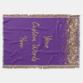 カスタム誕生日パーティー パープル ゴールド 個別 スローブランケット (正面)