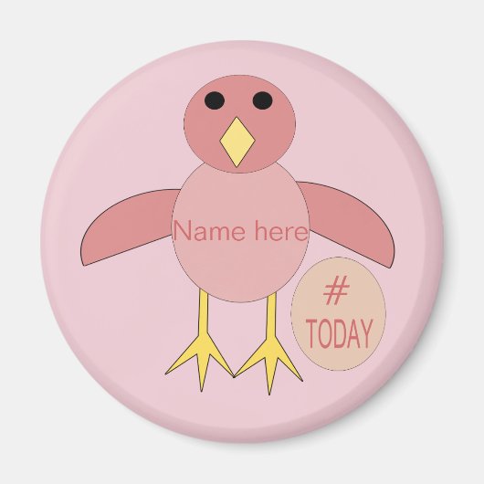 カスタム誕生日ピンクの女の子のシック磁石 マグネット (正面)