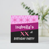 カスタム誕生日ピンクスターフラワーズV001 招待状 (スタンド正面)