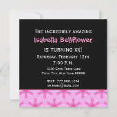 カスタム誕生日ピンクスターフラワーズV001 招待状 (裏面)