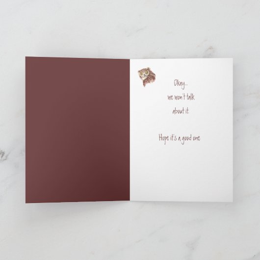 カスタム誕生日フクロウと態度鳥のユーモア カード (内部)