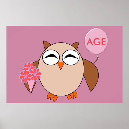 カスタム誕生日フクロウのポスター ポスター (正面)