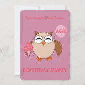 カスタム誕生日フクロウパーティの招待状 招待状 (正面)
