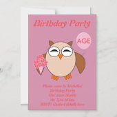 カスタム誕生日フクロウパーティー招待状 マグネット招待状 (正面)