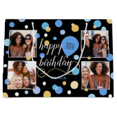 カスタム誕生日ブルー30th ラージペーパーバッグ (正面)