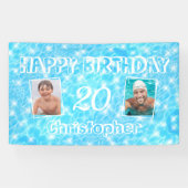 カスタム誕生日プールパーティーブルーウォーター波紋 横断幕 (横)