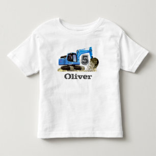 カスタム誕生日ボーイズブルー掘り掘削機 トドラーTシャツ