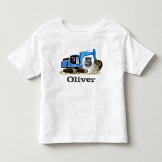 カスタム誕生日ボーイズブルー掘り掘削機 トドラーTシャツ