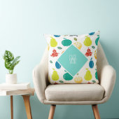 カスタム誕生日モノグラムカラフルフルーツシンプル クッション (椅子)