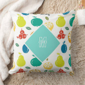 カスタム誕生日モノグラムカラフルフルーツシンプル クッション (ブランケット)