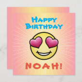 カスタム誕生日ラブ絵文字 招待状 (正面/裏面)