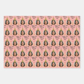 カスタム誕生日包装紙パーティーハットピンク ラッピングペーパーシート (正面3)