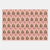 カスタム誕生日包装紙パーティーハットピンク ラッピングペーパーシート (正面)