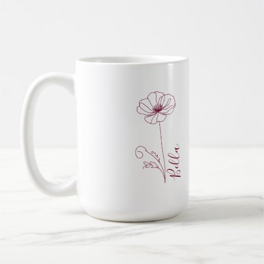 カスタム誕生日威厳がある用の誕生の花のギフト コーヒーマグカップ (左)