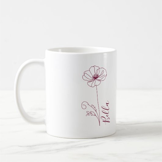 カスタム誕生日威厳がある用の誕生の花のギフト コーヒーマグカップ (左)
