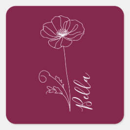 カスタム誕生日威厳がある用の誕生の花のギフト スクエアシール