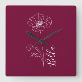 カスタム誕生日威厳がある用の誕生の花のギフト スクエア壁時計