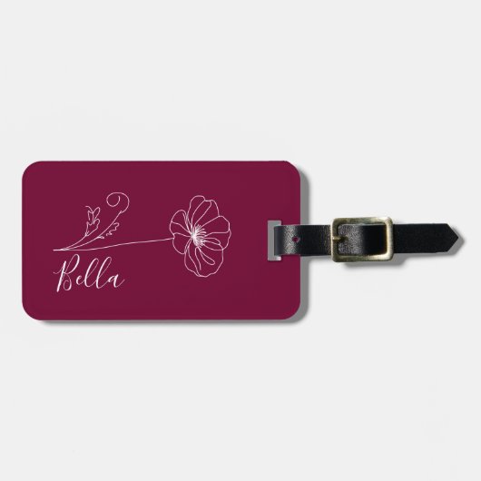 カスタム誕生日威厳がある用の誕生の花のギフト ラゲッジタグ (正面横)