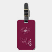 カスタム誕生日威厳がある用の誕生の花のギフト ラゲッジタグ (正面縦)