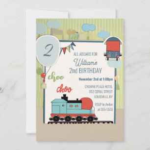 カスタム誕生日子供バルーン列車チケット誕生日 招待状