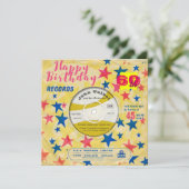 カスタム誕生日招待状レトロビニールレコード45 RPM 招待状 (スタンド正面)