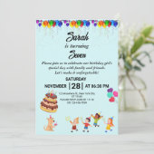 カスタム誕生日招待状付きカラフルデザイン 招待状 (スタンド正面)