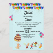 カスタム誕生日招待状付きカラフルデザイン 招待状 (正面/裏面)