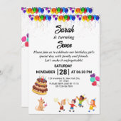 カスタム誕生日招待状付きカラフルデザイン 招待状 (正面/裏面)