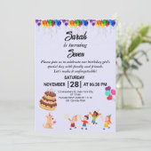 カスタム誕生日招待状付きカラフルデザイン 招待状 (スタンド正面)