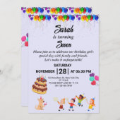 カスタム誕生日招待状付きカラフルデザイン 招待状 (正面/裏面)