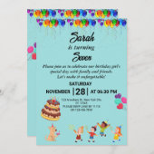 カスタム誕生日招待状付きカラフルデザイン 招待状 (正面/裏面)