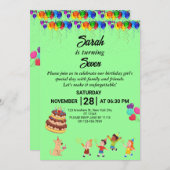 カスタム誕生日招待状付きカラフルデザイン 招待状 (正面/裏面)