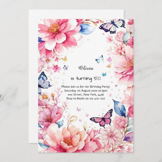 カスタム誕生日招待状 招待状 (正面/裏面)