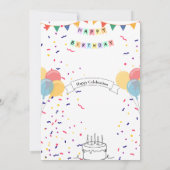 カスタム誕生日招待状 - 風船とケーキのデザイン 招待状 (裏面)
