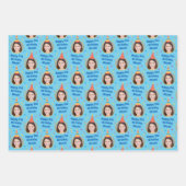 カスタム誕生日贈答品包装紙パーティーハットブルー ラッピングペーパーシート (正面2)