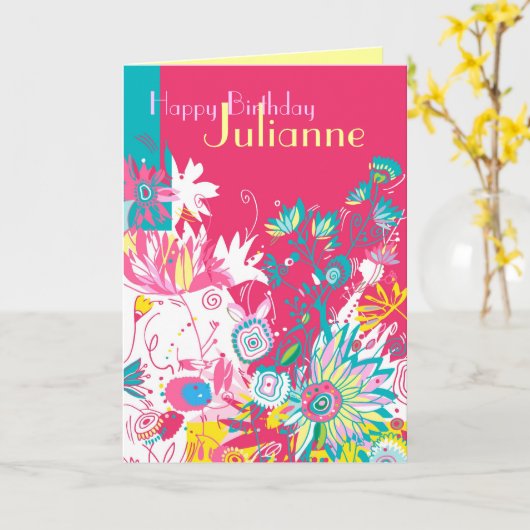 カスタム誕生日 カード (黄色い花)