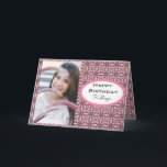 カスタム誕生日（レース&写真付き） カード<br><div class="desc">どんな女のカスタム子でも受け取りたいと思う美しいの誕生日カード。 ピンクエレガントに対するケルトかわいらしのレース。 写真、名前、メッセージ、名前、日付を追加します。 カユニークード！</div>