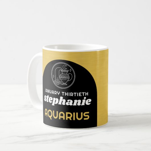 カスタム誕生日-〔占星術の〕十二宮図Aquarius – 名前フォト コーヒーマグカップ (正面左)