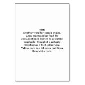 カスタム読コーンのフラッシュカード テーブルナンバー (裏面)