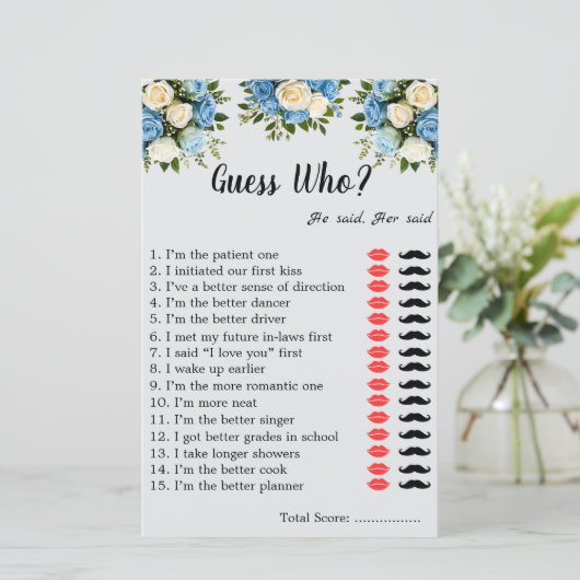 「カスタム誰だと思う?」 カップル用ゲームシート (スタンド正面)