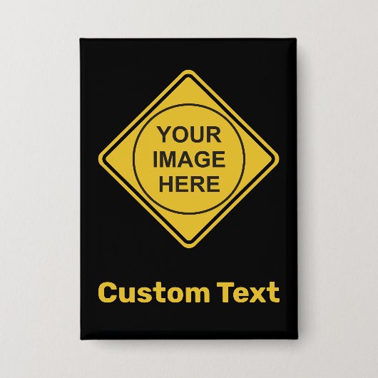 カスタム警告ダイアモンド標識 缶バッジ (正面)