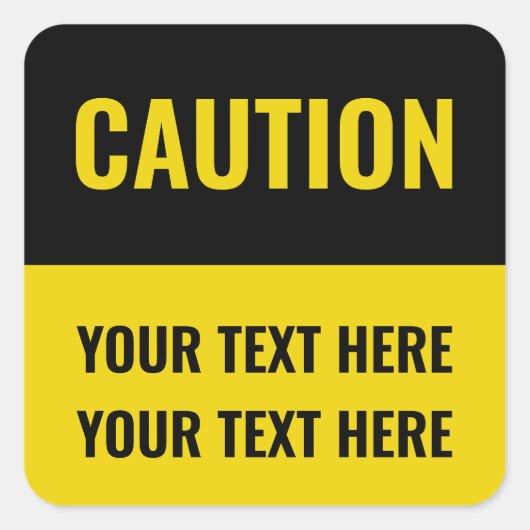 カスタム警告マーク黄色 スクエアシール (正面)