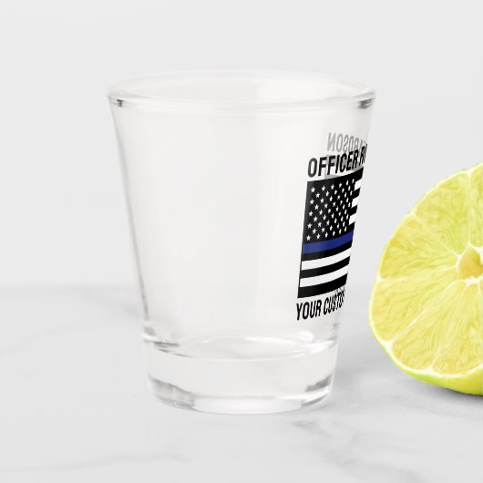 カスタム警官薄青い線の警察旗 ショットグラス (左)