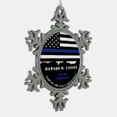 カスタム警官鑑賞細い青い線 スノーフレークピューターオーナメント (左)