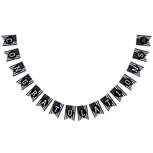 カスタム警察官の細いブルーラインおめでとう バンティングフラッグ (全)