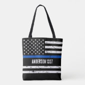 カスタム警察官の細い青パーソナライズされた線 トートバッグ (裏面)